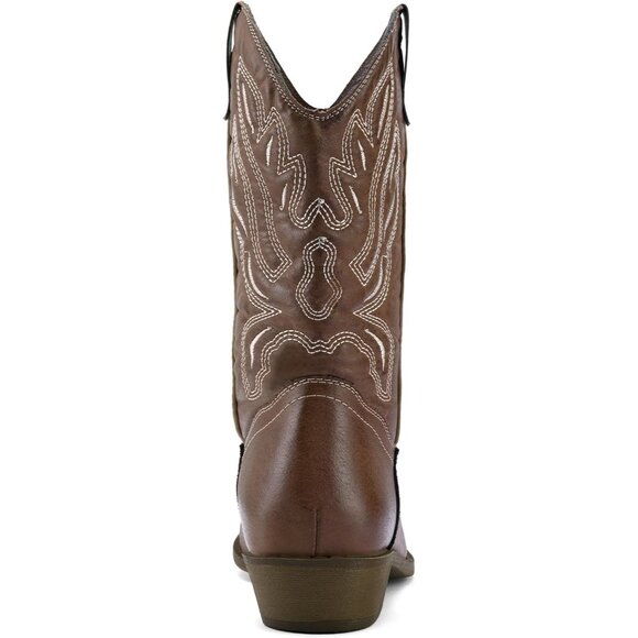 mysoft Women's Brown Western Cowboy Boots Mid Calf Pointed Toe Cowgirl - Picture 5 of 6
